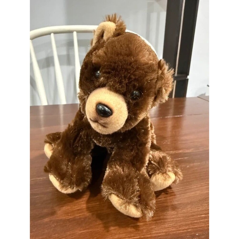 Bearington Collection Brown Bear Plush Tan Paws Muzzle Floppy Stuffed Animal 10”